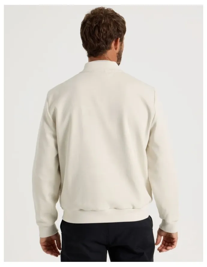 Basque Mixed Media Bomber in Ecru