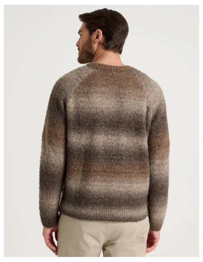 Basque Ombre Knit Crew Neck Sweater in Brown