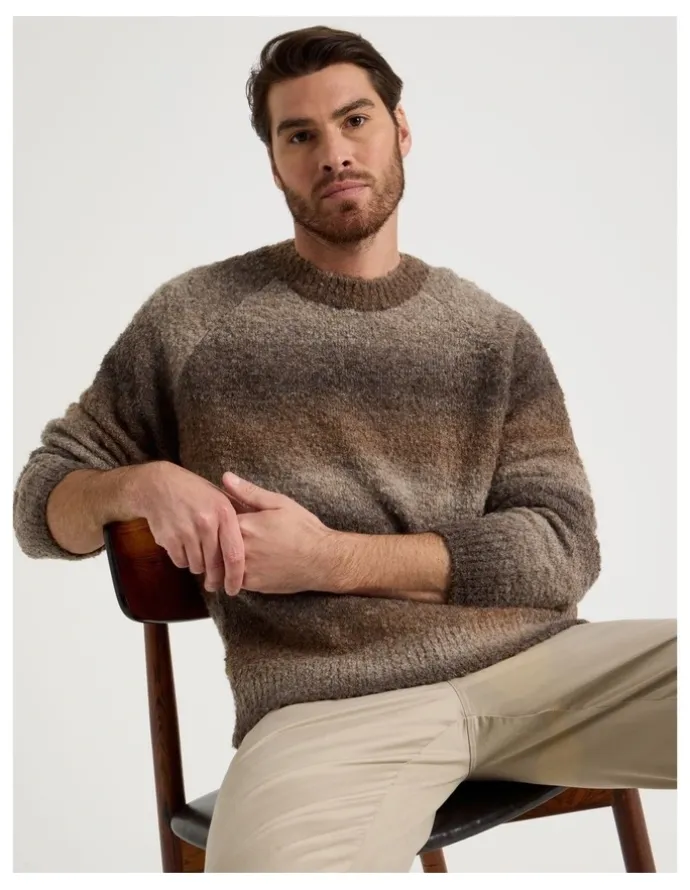 Basque Ombre Knit Crew Neck Sweater in Brown