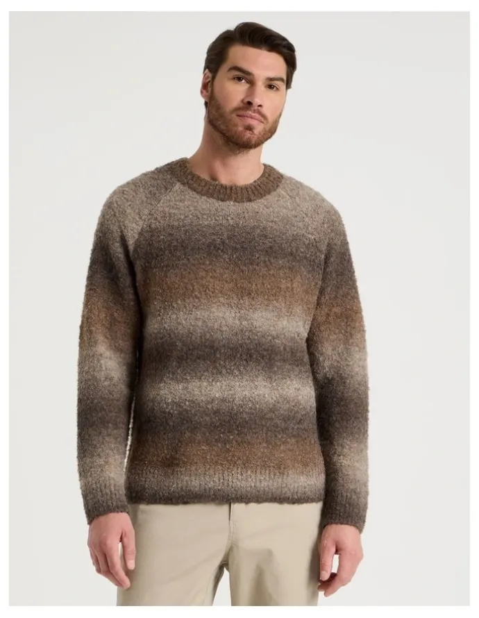 Basque Ombre Knit Crew Neck Sweater in Brown