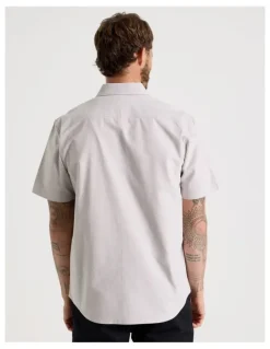 Basque Oxford Cotton Short Sleeve Shirt in Sand