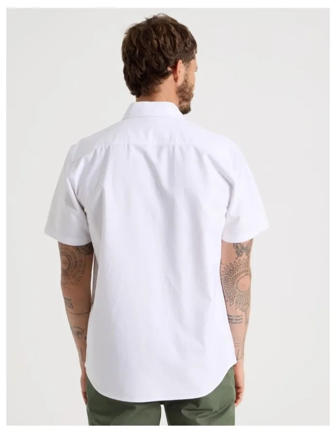 Basque Oxford Cotton Short Sleeve Shirt in White
