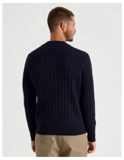 Basque Ribbed Sweater in Navy