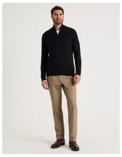 Basque Rib Quarter Zip Sweater in Black