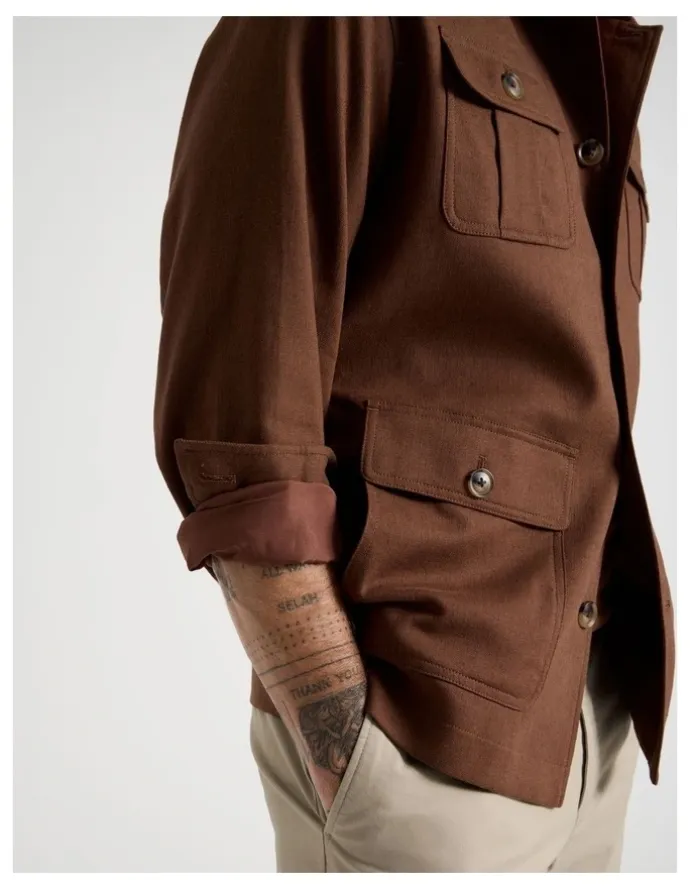 Basque Safari Style Jacket in Brown