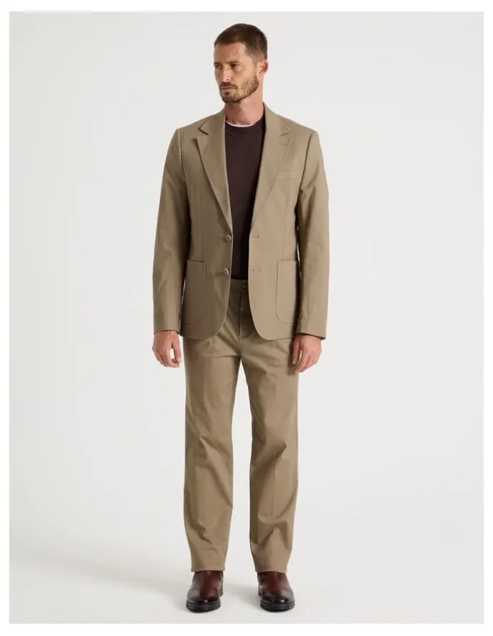 Basque Single Breasted Textured Blazer in Taupe