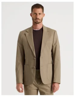 Basque Single Breasted Textured Blazer in Taupe