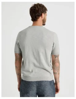 Basque Slub Texture Knit Tee in Grey