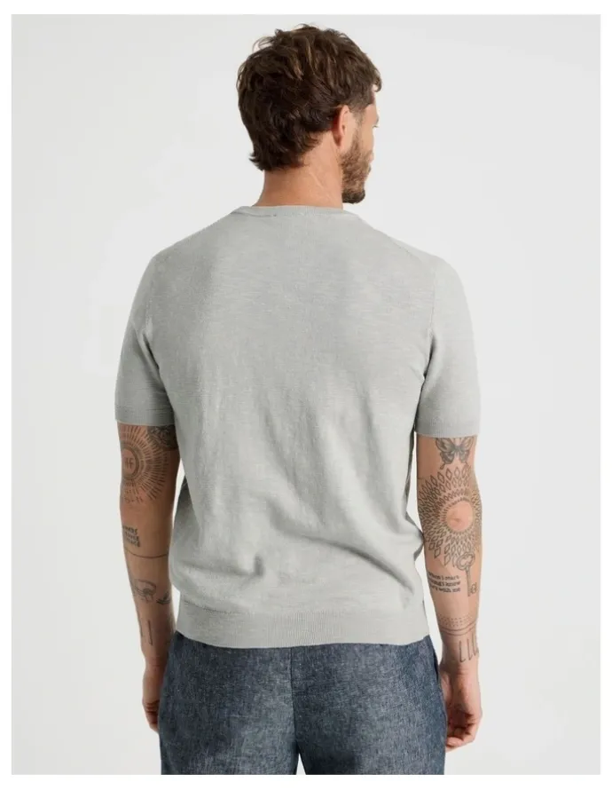 Basque Slub Texture Knit Tee in Grey
