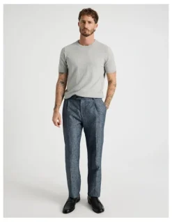 Basque Slub Texture Knit Tee in Grey