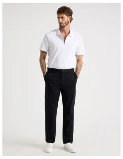 Basque Straight Leg Chino Pant in Black