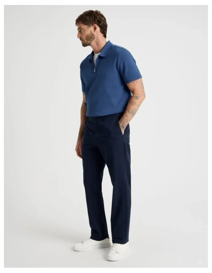 Basque Straight Leg Chino Pant in Navy