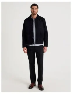 Basque Suede Trucker Jacket in Navy