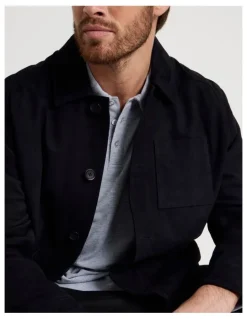 Basque Suede Trucker Jacket in Navy