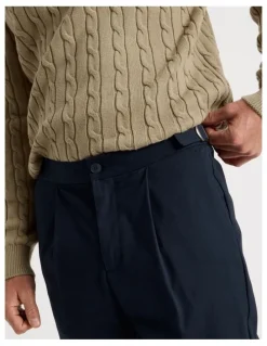 Basque Tailored Textured Trousers in Navy