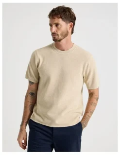 Basque Textured Knit Tee in Stone