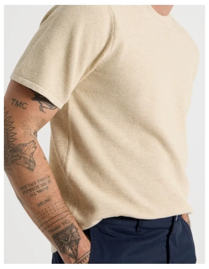 Basque Textured Knit Tee in Stone