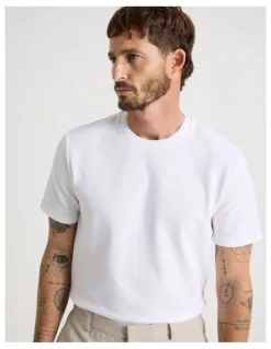 Basque Textured Pique T-Shirt in White