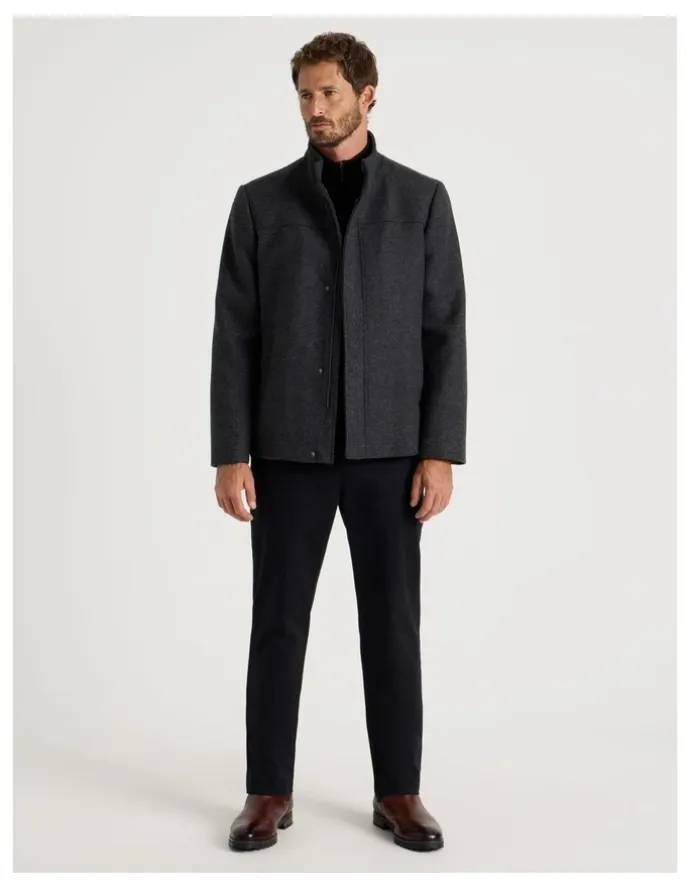 Basque Wool Blend Felt Jacket in Charcoal