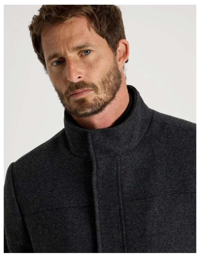 Basque Wool Blend Felt Jacket in Charcoal