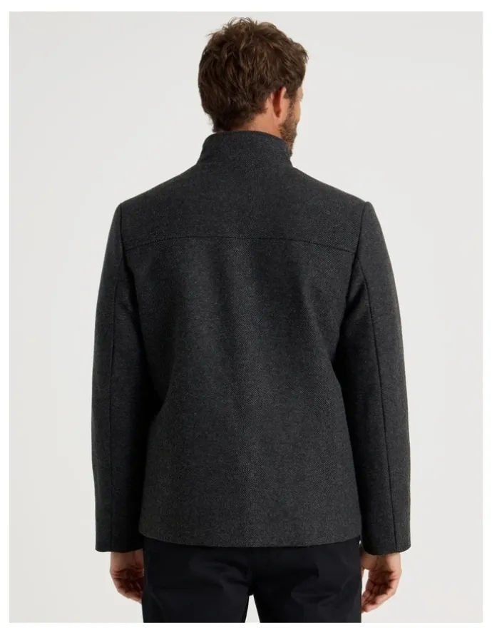 Basque Wool Blend Felt Jacket in Charcoal