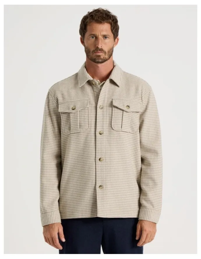 Basque Wool Blend Shacket in Cream