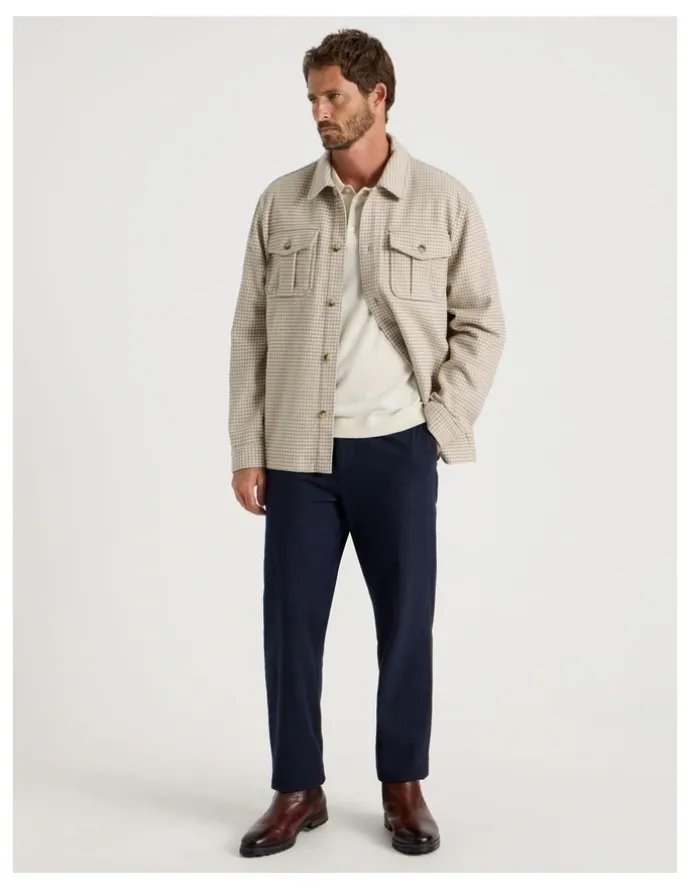 Basque Wool Blend Shacket in Cream
