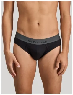 Bendon Man Cotton Low-Rise Mens Brief in Black