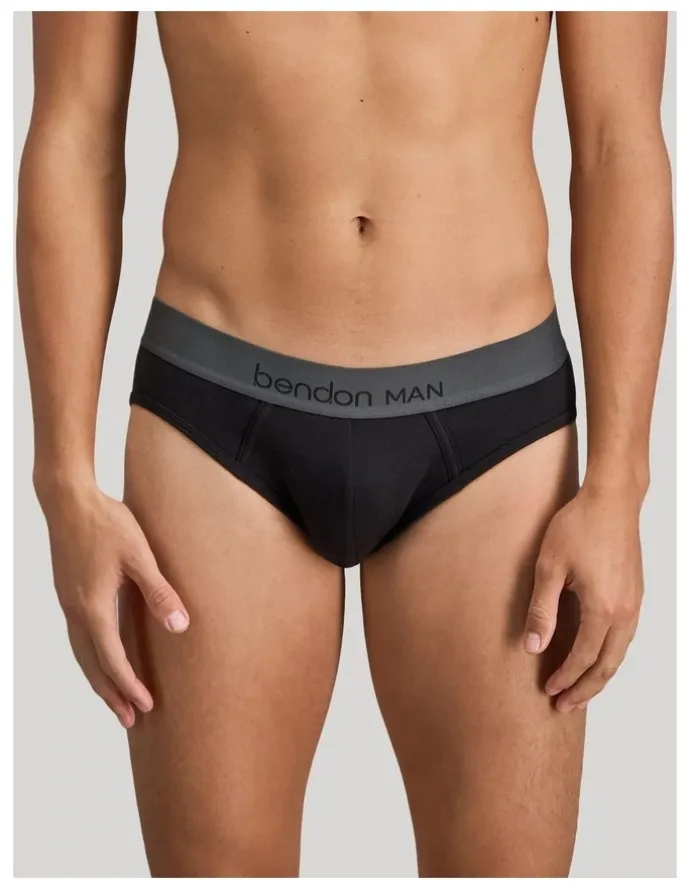 Bendon Man Cotton Low-Rise Mens Brief in Black