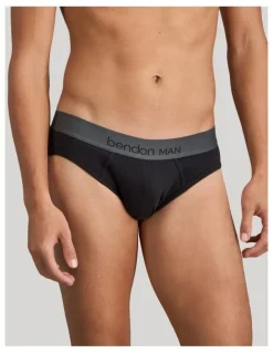 Bendon Man Cotton Low-Rise Mens Brief in Black