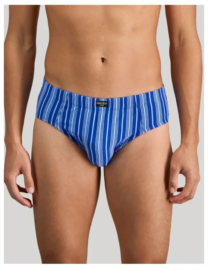 Bendon Man Cotton Stretch Mens Brief in Surf The Web Stripe