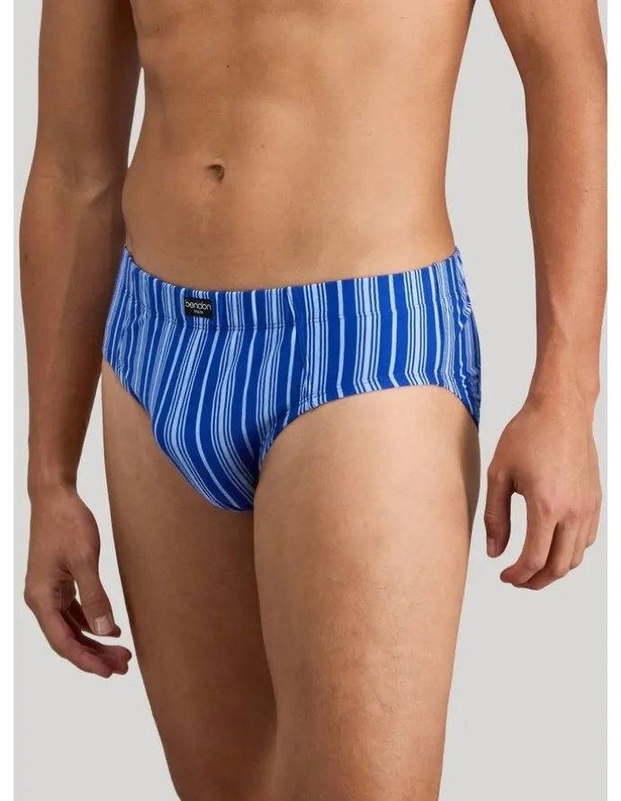 Bendon Man Cotton Stretch Mens Brief in Surf The Web Stripe