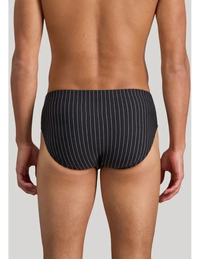 Bendon Man Cotton Stretch Mens Brief in Black Pinstripe