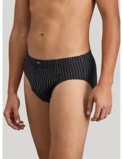 Bendon Man Cotton Stretch Mens Brief in Black Pinstripe