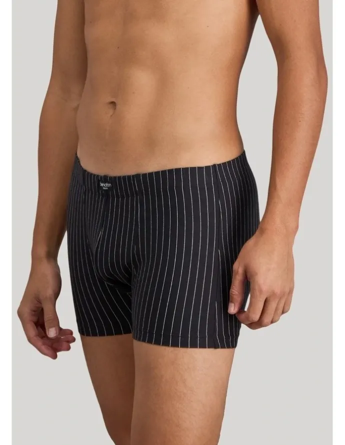 Bendon Man Cotton Stretch Mens Trunk in Black Pinstripe