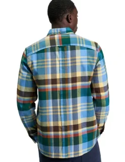 Ben Sherman Brushed Check Long Sleeve Shirt in Riviera Blue