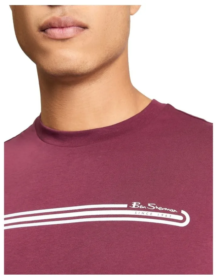 Ben Sherman Core Stripe Tee in Aubergine