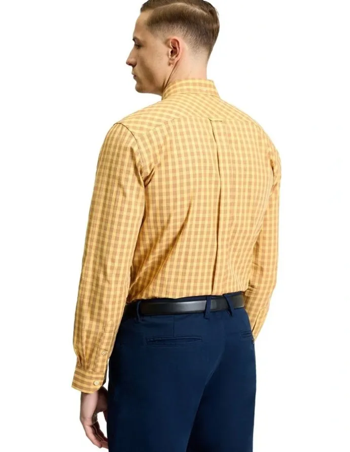 Ben Sherman Linear Gingham Long Sleeve Shirt in Zest
