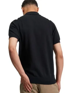 Ben Sherman Placement Stripe Polo Shirt in Black