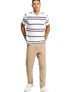 Ben Sherman Sports Stripe Polo in Snow White