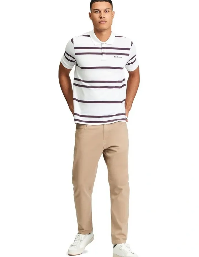 Ben Sherman Sports Stripe Polo in Snow White