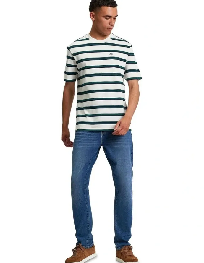 Ben Sherman Textured Stripe Tee in Snow White