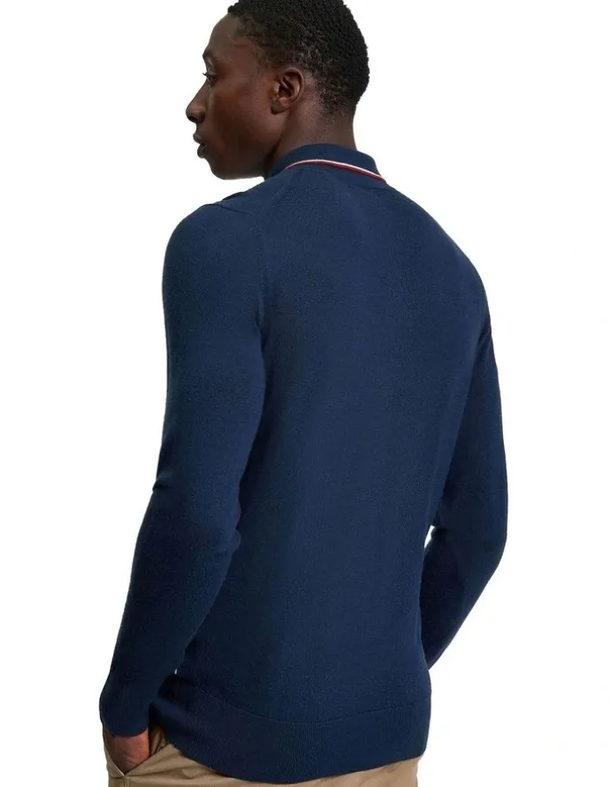 Ben Sherman Tipped Merino Polo in Dark Navy