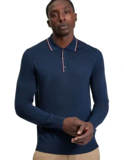 Ben Sherman Tipped Merino Polo in Dark Navy