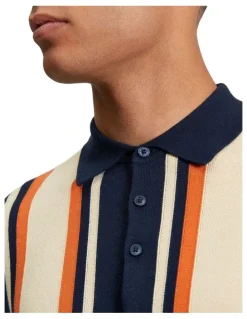 Ben Sherman Vertical Stripe Polo in Dark Navy