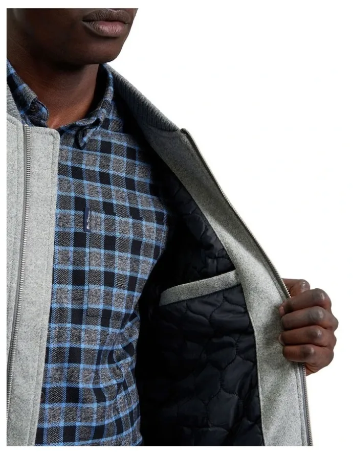 Ben Sherman Wool Melange Bomber in Grey