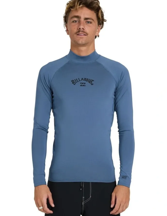 Billabong All Day Arch Long Sleeve Rash Vest Steel in Blue