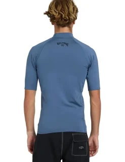 Billabong All Day Arch Short Sleeve Rash Vest Steel in Blue
