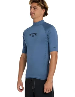 Billabong All Day Arch Short Sleeve Rash Vest Steel in Blue