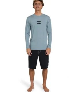 Billabong All Day Wave Long Sleeve Surf Shirt in Blue Fog